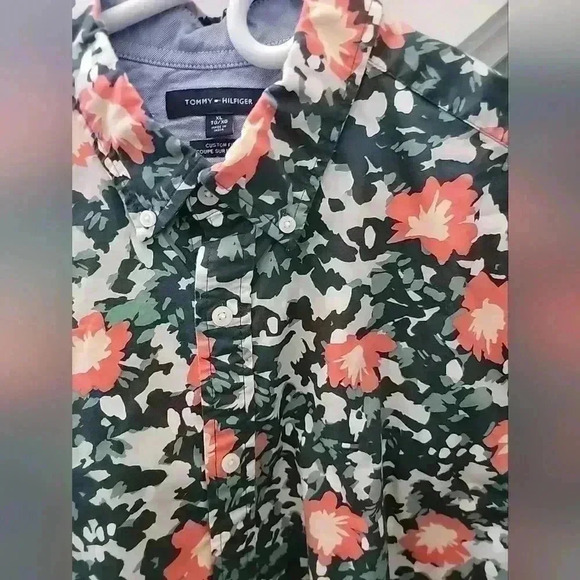 Tommy Hilfiger mens floral print short sleeve Bitton Up shirt XL - Picture 3 of 6